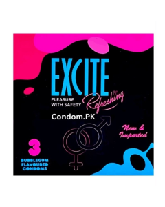 Excite Condoms 3s Bubblegum Flavoured